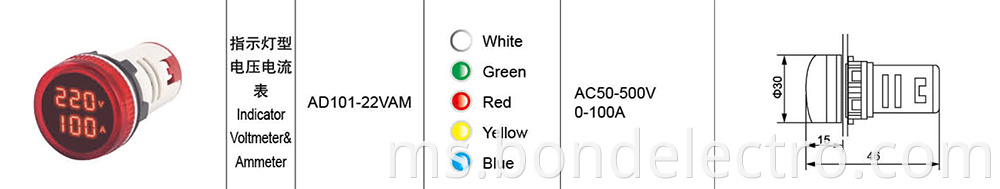 AD101-22 VAMS Voltmeter Ammeter-round-data 